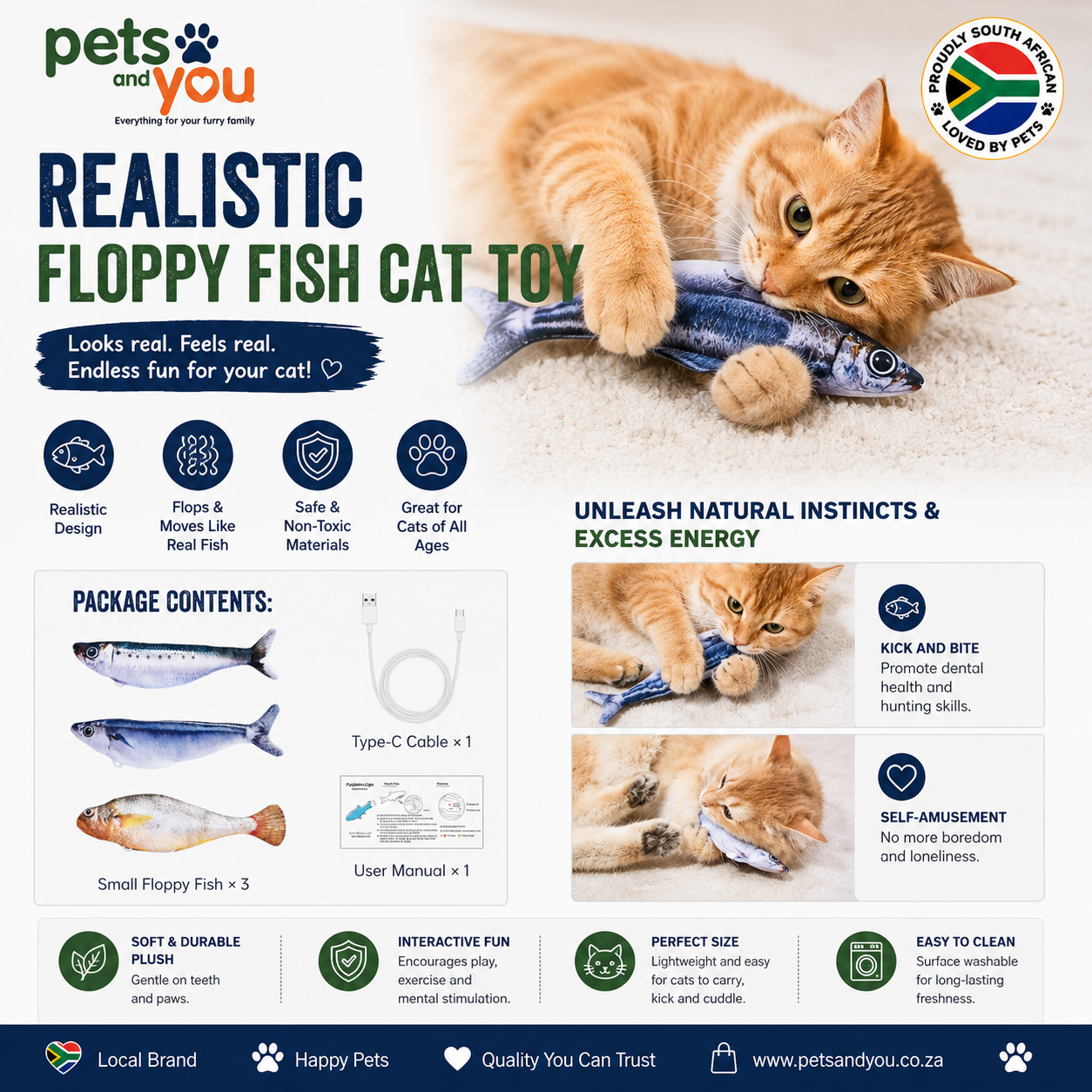 🐟 Interactive Floppy Fish Cat Toy Set