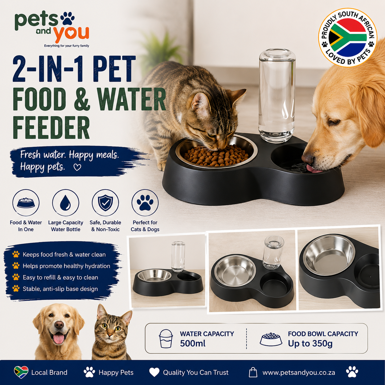 🐾 2-in-1 Automatic Pet Food & Water Feeder